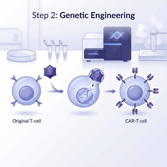 Genetic engineering of T-cells in a lab